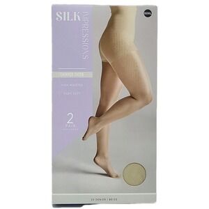 Silk Impressions Pantyhose High Waisted - Sheer Shimmer - 20 Denier Beige - XXXL